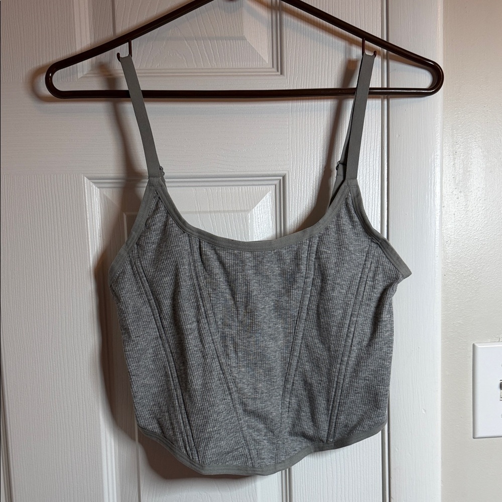 Colsie Gray Mesh Detail Corset Top